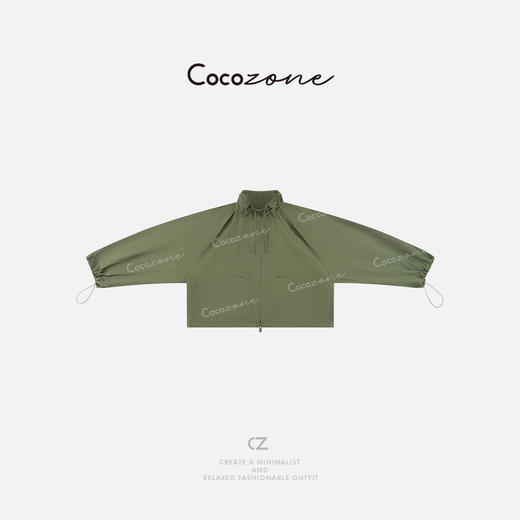 COCO ZONE 刘一一 春季复古简约风宽松立领束口抽绳外套CD1A0612 商品图0