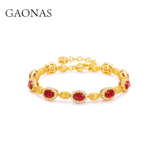 GAONAS  红色经典设计华丽美金色手链 11327SR 商品图1