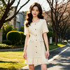 奢姿大码女装2025夏季纽扣装饰时尚连衣裙胖妹妹百褶小香风裙子9952890352 商品缩略图0