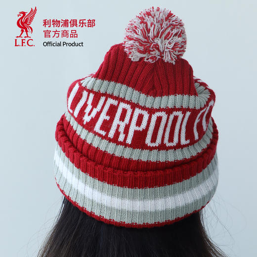 【官网同款】利物浦俱乐部 | 织花毛线帽白红条纹费尔岛风顶部毛球舒适保暖刺绣 商品图2