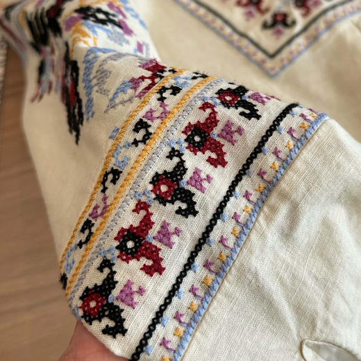 b@sh法式印花V领民族风棉亚麻混纺衬衫040803 商品图11