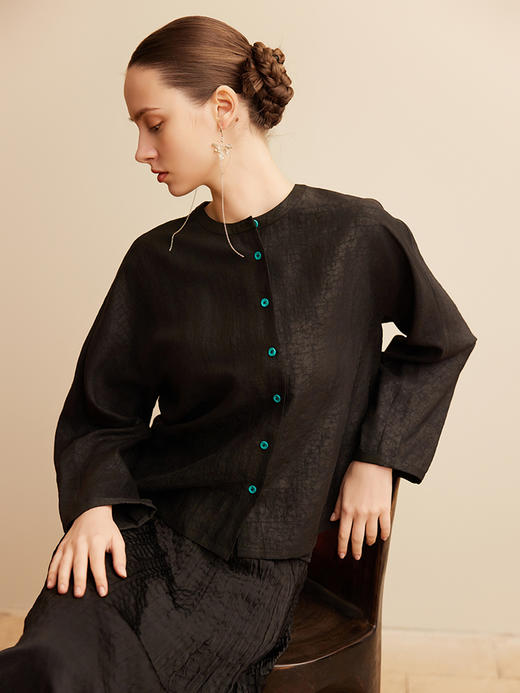 【桑蚕丝衬衫】25年春夏新品女士100%桑蚕丝上衣复古中国风真丝外套 商品图1