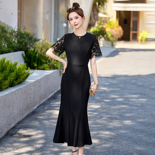 法式小香风连衣裙2025夏季新款气质名媛收腰显瘦轻熟风蕾丝小黑裙HR-BBL2533 商品图0