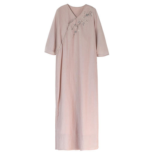 牧衣游原创 丝棉手工刺绣炒色连衣裙肌理感文艺气质长裙 琉璃诗 商品图4