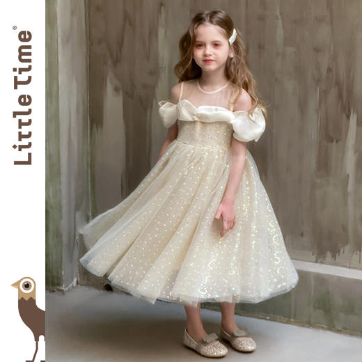 Little time女童公主裙2025夏季小女孩泡泡袖洋气连衣裙生日礼服 商品图2