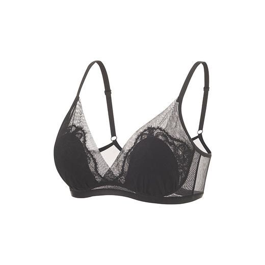 雀说法式真丝三角杯文胸 桑蚕丝性感蕾丝兔儿杯内衣大胸显小AL249 商品图6