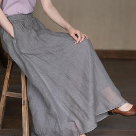 牧衣游原创 棉麻炒色半身裙新品轻薄飘逸百搭休闲宽松半裙 夜来霜