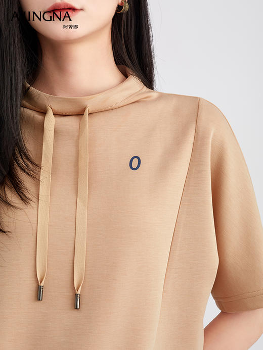 【懒人挚爱】阿菁娜软爆奶油肤醋酸空气层薄款短袖卫衣F30C302023 商品图4