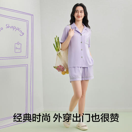 【清仓捡漏】【5A抑菌 莱赛尔天丝】【有棵树】女士短袖短裤凉感家居服套装 商品图8