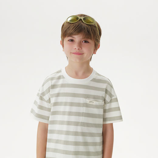 马克珍妮男童复古条纹短袖T恤 儿童纯棉上衣2025年夏装新款550628 商品图4
