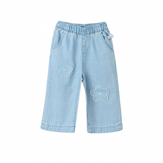 笛莎Deesha 童装女童裤子2025夏新款女童可爱小花装饰牛仔裤 商品图4