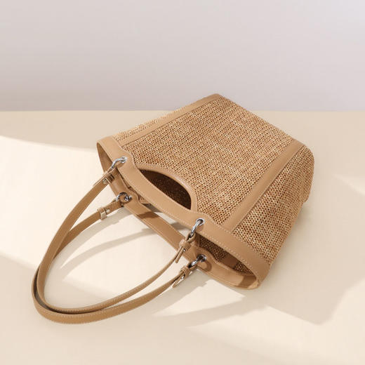 雀说 沙滩子母包草编菜篮子单肩女包编织托特包W2285 商品图6