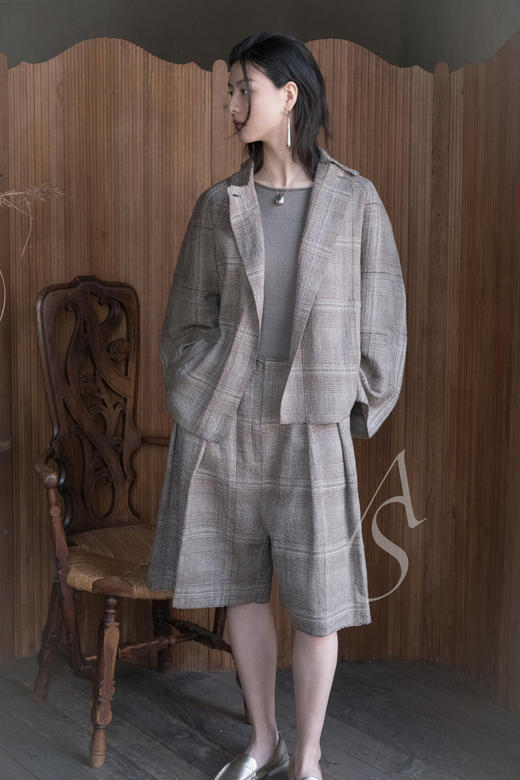 Cortana  米色/灰色LIAN船领亚麻T恤 商品图11