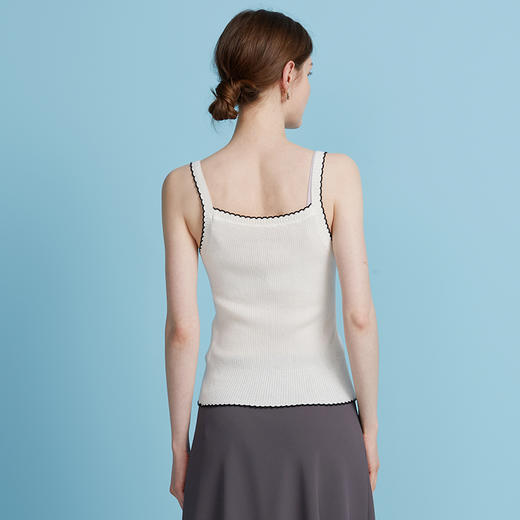 EITIE爱特爱舒适修身百搭基础撞色花边针织吊带背心春季新款A2501505 商品图9