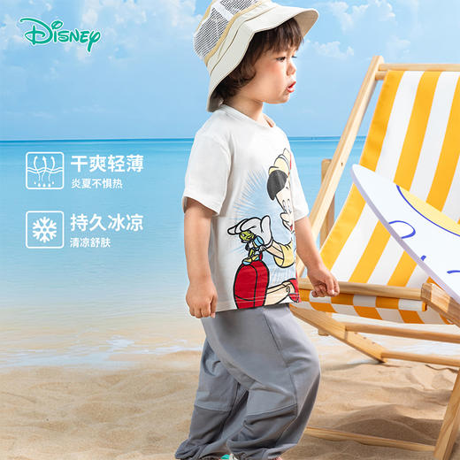 迪士尼【匹诺曹IP凉感套装】25夏新款男童冰感短袖T恤透气短裤套装ZD2ET029 商品图2
