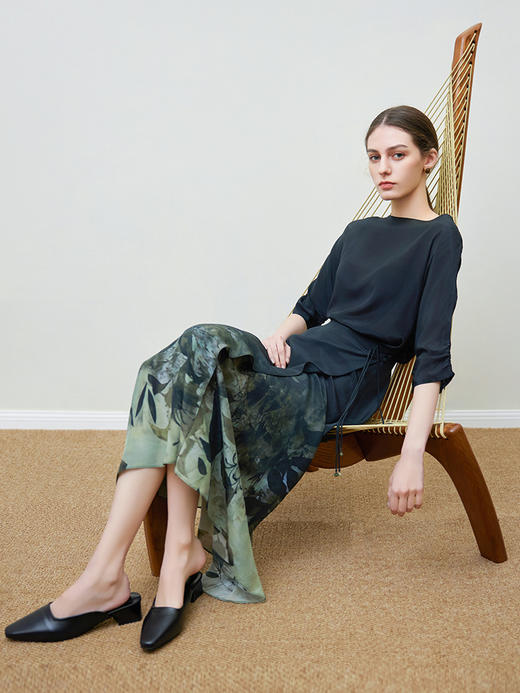 【渐变印花真丝连衣裙】25年春夏新款女士100%桑蚕丝连衣裙系带收腰裙子 商品图2