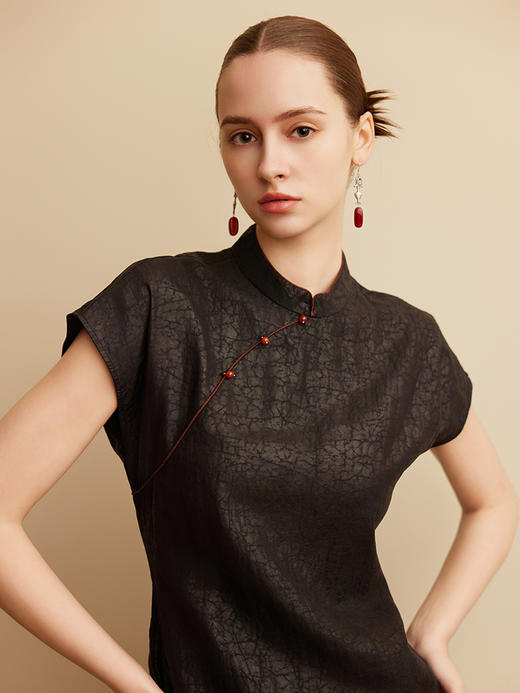 【复古盘扣真丝连衣裙】25年春夏新品女士100%桑蚕丝真丝中长款连衣裙 商品图2