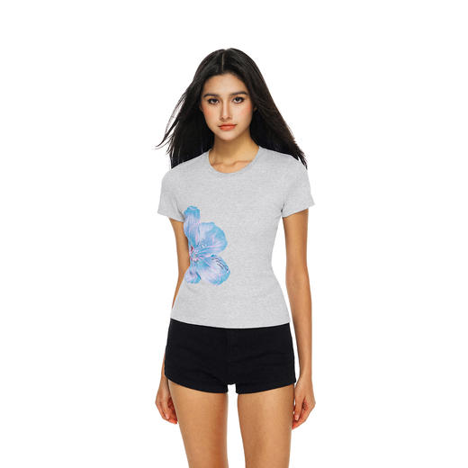 FDR官方店 植物花卉印花美式短袖t恤男女夏季辣妹修身情侣装上衣 商品图1