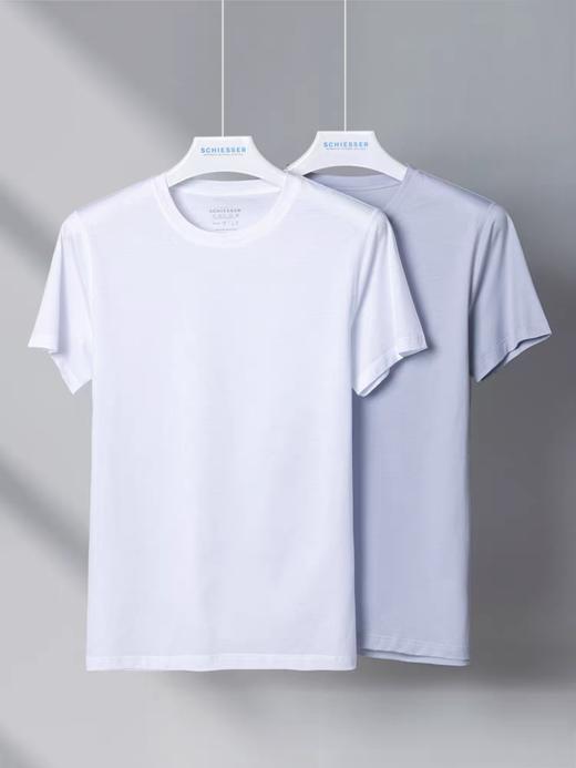 SCHIESSER德国舒雅高端铂雅男士100%埃及100S丝光棉圆领短袖95/24844M 商品图1