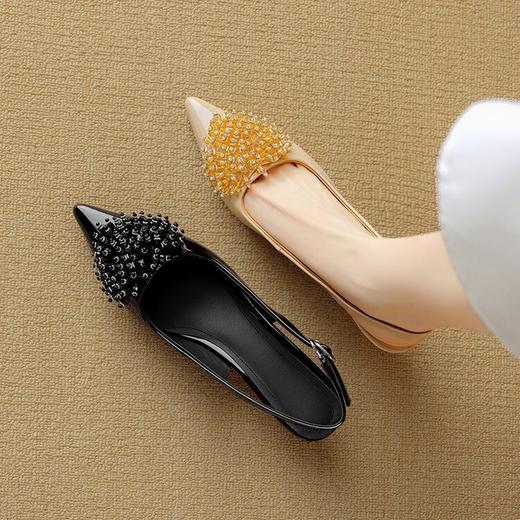 【预售5天】法式气质水钻包头凉鞋女夏真皮名媛风尖头后绊带细跟高跟鞋配裙子DB&M6293 商品图2