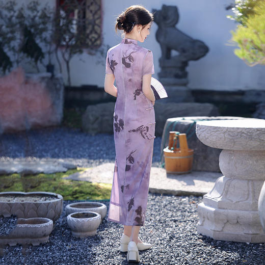 紫色送考国风，中式长款改良旗袍SC20674 商品图4