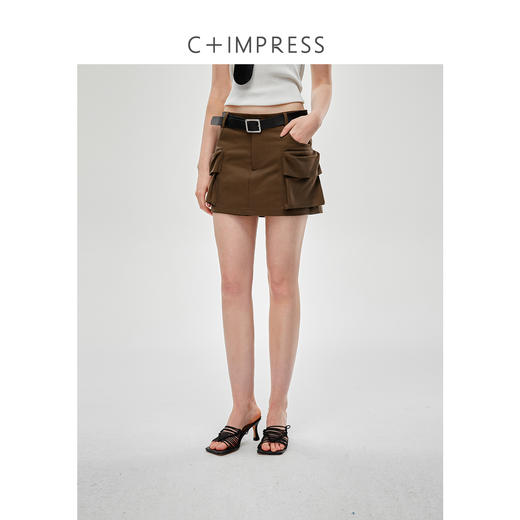 C+IMPRESS/西嘉水洗天丝棉 低腰裙裤女2025夏季挺阔工装口袋短裤KZ2502031 商品图0