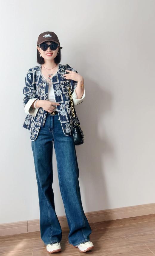 土耳其新款赵丽颖风吹半夏高腰斜裁弹力直筒宽松微喇叭牛仔裤 商品图1