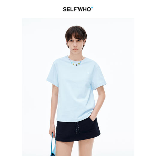 【笑脸衣橱】SELFWHO笑脸衣橱精梳棉短袖T恤女2025夏新款宽松云柔感多巴胺上衣 商品图0