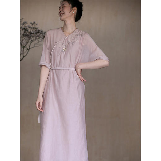 牧衣游原创 丝棉手工刺绣炒色连衣裙肌理感文艺气质长裙 琉璃诗 商品图1