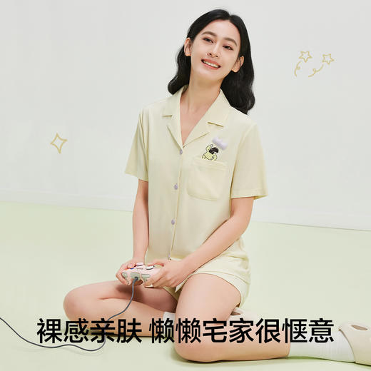 【5A抑菌 凉感棉】【有棵树】女士短袖开衫睡衣透气家居服套装 商品图7