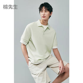 棉仓363802007-微宽松全棉六角大眼珠地翻领短袖POLO