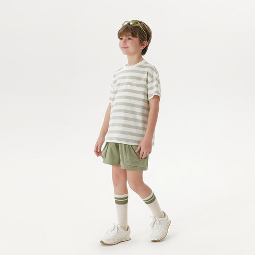 马克珍妮男童复古条纹短袖T恤 儿童纯棉上衣2025年夏装新款550628 商品图1