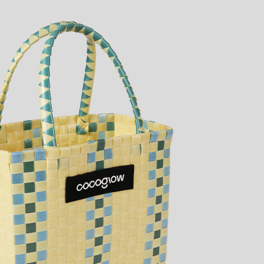 cocoglow·奶油黄系列女士手提包手工工艺编织菜篮子中号 商品图1