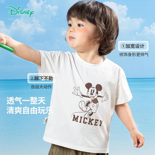 迪士尼【米奇凉感T恤】2025夏季新款男童冰感短袖T恤轻薄透气上衣ZD2ES039* 商品图2