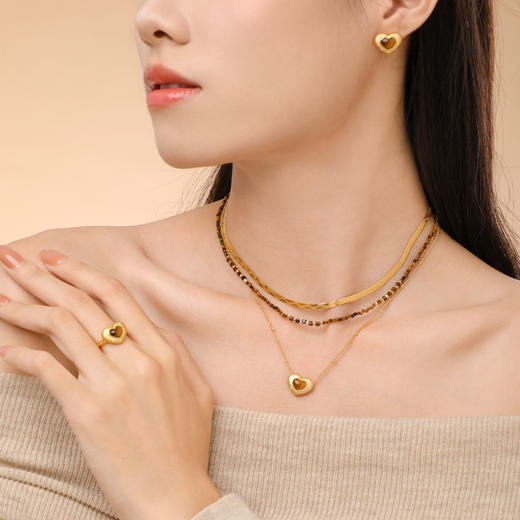 周大生DC甜心黑巧美拉德项链女银爱心生日礼物 商品图1