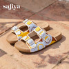 预售12天|Safiya/索菲娅2025时尚钩针编织拼色外穿沙滩休闲勃肯平底凉拖 SFD2110359 商品缩略图4