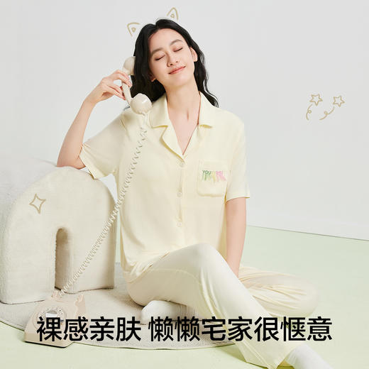 【清仓捡漏】【免穿文胸】【有棵树】【M-2XL】女士夏季短袖开衫家居服套装 商品图10