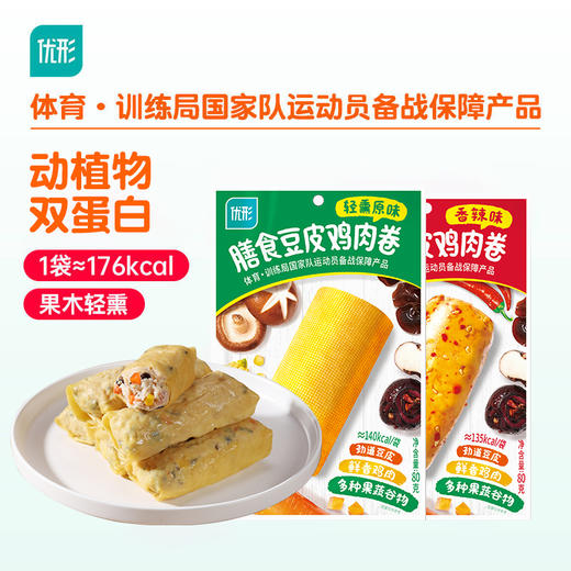 动植物双蛋白！优形膳食豆皮鸡肉卷轻熏原味80g/袋（8袋起） 商品图0