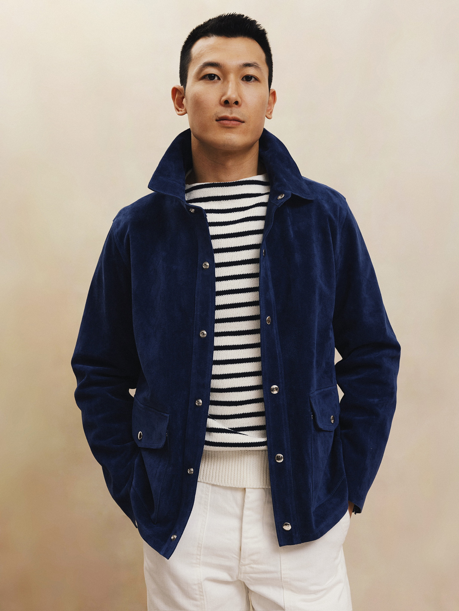 Fortela 宝蓝色麂皮衬衫夹克