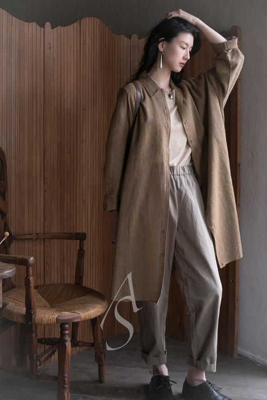 Casey Casey  橄榄绿/沙灰色fabi棉麻长裤 商品图2