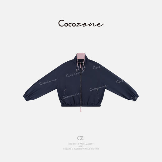 COCO ZONE 刘一一 运动复古立领工装风拉链长袖抽绳外套CD2A0745 商品图0