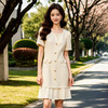 奢姿大码女装2025夏季纽扣装饰时尚连衣裙胖妹妹百褶小香风裙子9952890352 商品缩略图2