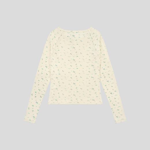 GOODBAI Good Luck Everyday slogan印花碎花圆领插肩长袖T恤 商品图2