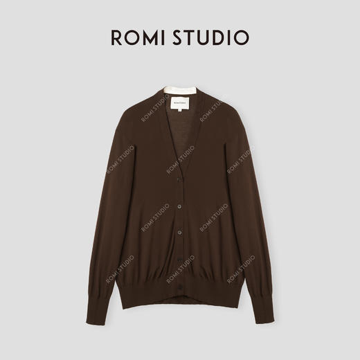 ROMI STUDIO"格雷高知" 宽松薄款冰透长袖V领针织开衫M3371 商品图4