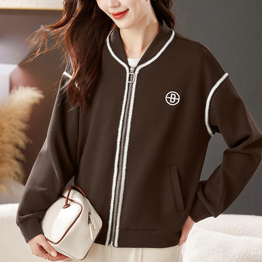 雀说立领棒球服外套新款爆款女装小香风休闲开衫上衣AL30170 商品图3