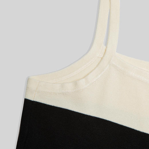 ROMI STUDIO-B 简约百搭气质黑杏撞色吊带加针织开衫两件套 M3690 商品图3