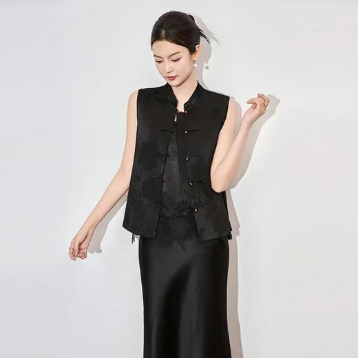 【高货wl】全新升级【铂金会员330/天猫449/差价119】(12008) 洛诗琳新中式禅意别致高级感上衣女春提花真丝马甲外套 商品图2