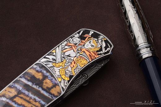 三希堂  现代刀系列  五虎上将雕金小折  未开刃 商品图14