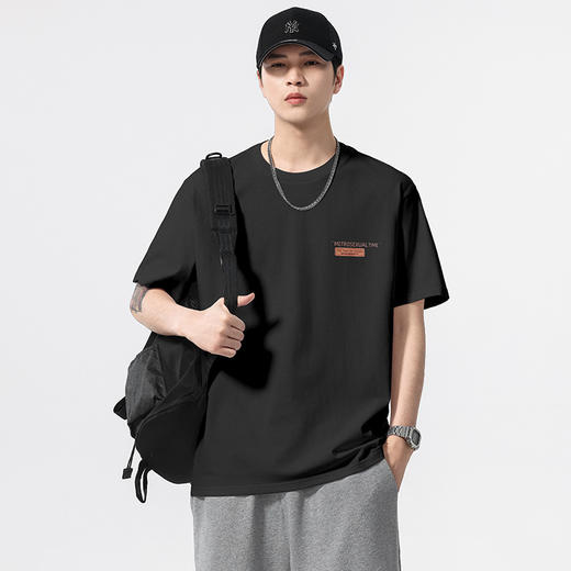 【100%棉】【DQ】大依优型大码男装240G纯棉圆领T恤简约宽松国潮印花短袖夏季新品上衣男士 商品图6