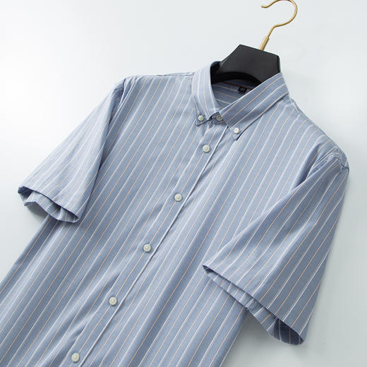 【100%棉】【DM】大依优型大码条纹短袖衬衫加肥加大半袖衬衣男夏季薄款胖子休闲宽松上衣 商品图3